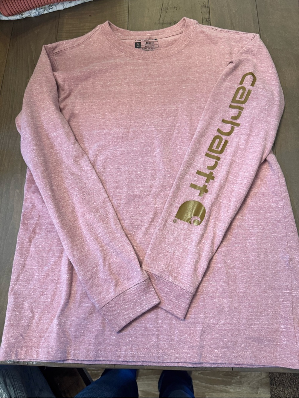 Carhartt Size Small Long Sleeve T-Shirt Pink Gold